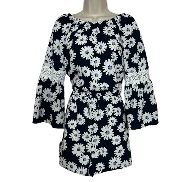 AMY BYER Navy White Daisy Jump Suit Girls Size XL (16) - Picture 1 of 9